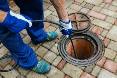 Plumber cleaning an outdoor sewer drain in Winter Springs